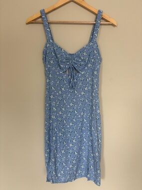 Aeropostale Light Blue Floral Ruched Top